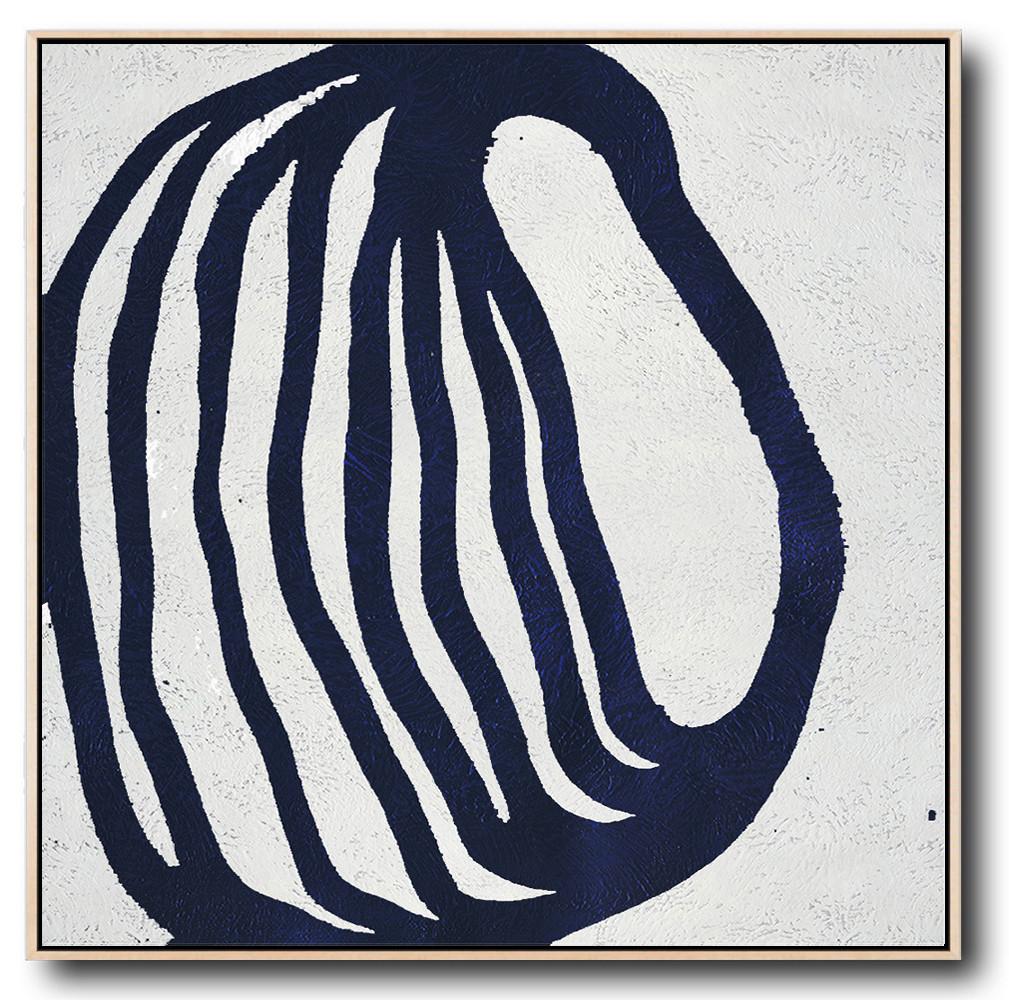 Navy Blue Minimalist Painting #NV198A - Click Image to Close